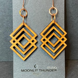Abstract - Minimalist - Cherry Dangle Earrings (3 Squares)