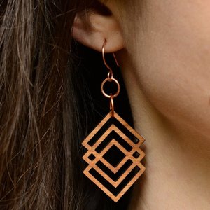 Abstract - Minimalist - Cherry Dangle Earrings (3 Squares)