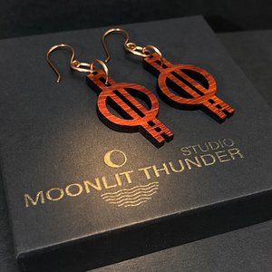 Abstract Minimalist Padauk Dangle Earrings