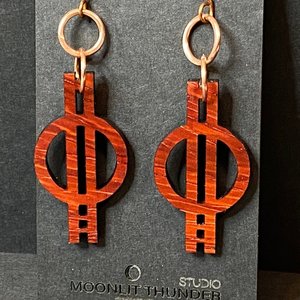 Abstract Minimalist Padauk Dangle Earrings