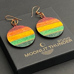 Colorful Round Stained Wood Dangles