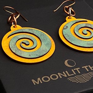 Fun Spiral Layered Laser Cut Wood Earrings