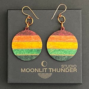 Colorful Round Stained Wood Dangles