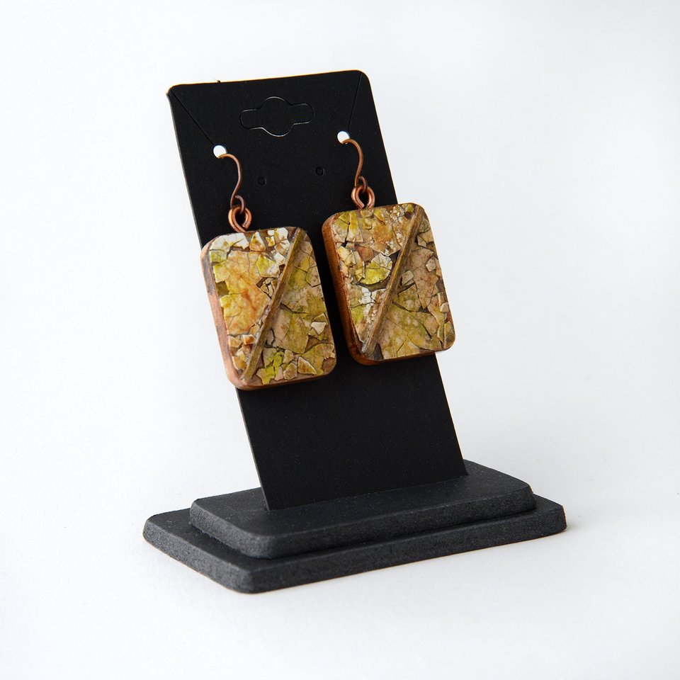 Handsome Eggshell Mosaic Earrings - Natural Colors