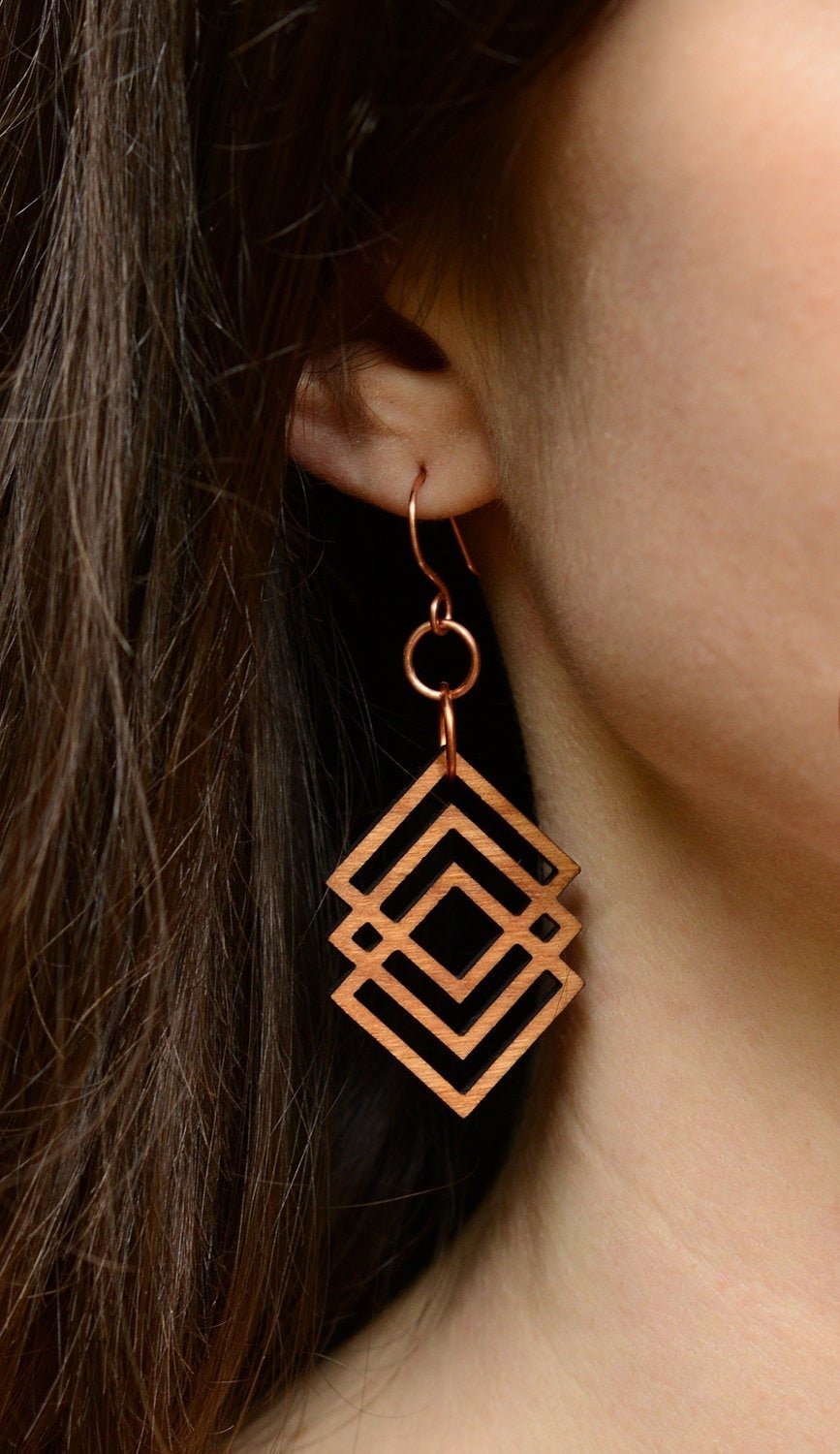 Abstract - Minimalist - Cherry Dangle Earrings (3 Squares)