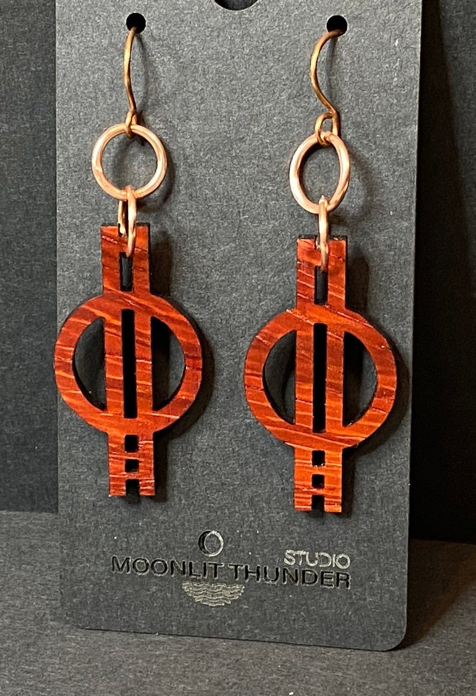 Abstract Minimalist Padauk Dangle Earrings