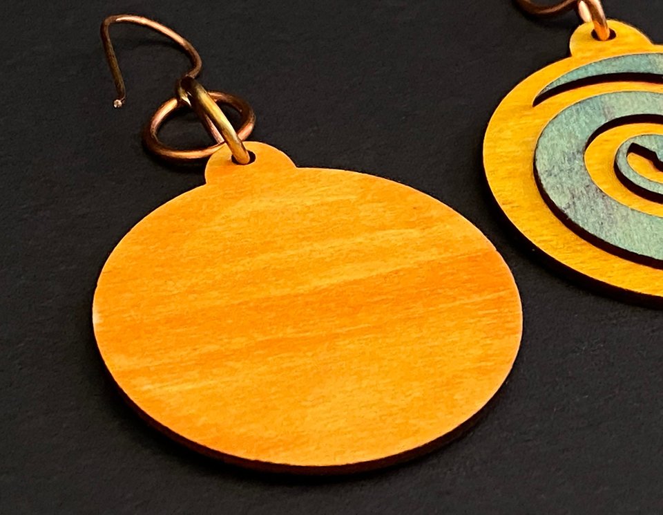 Fun Spiral Layered Laser Cut Wood Earrings