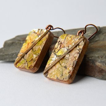 Handsome Eggshell Mosaic Earrings - Natural Colors